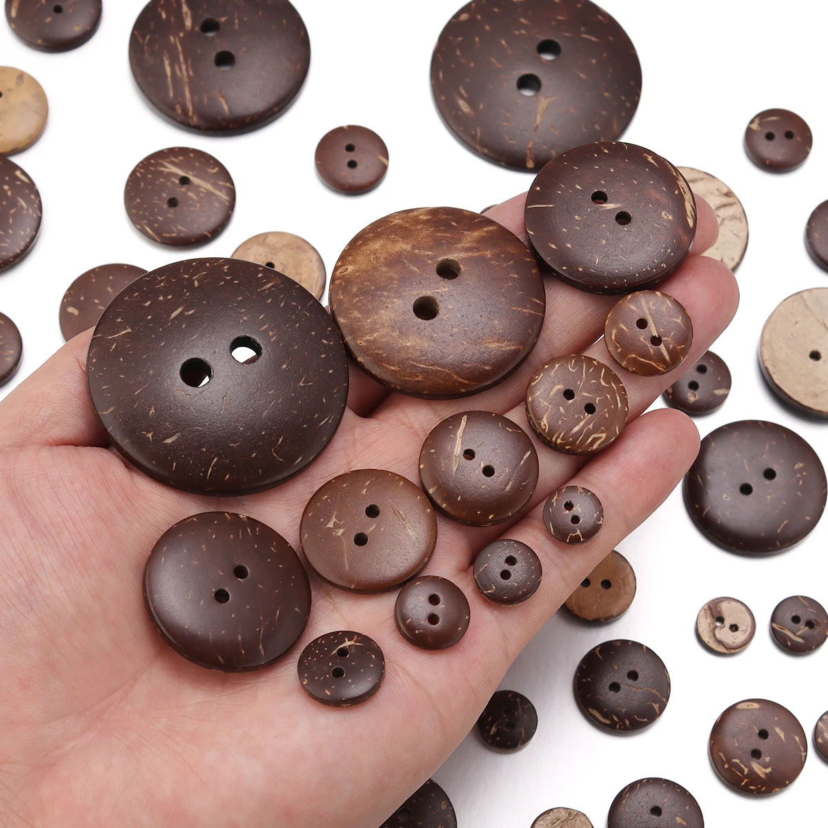 10-100Pcs Natural Coconut Shell Button Round 2-Holes Buttons for Handmade Crafts Home Decorative DIY Clothing Sewing Accessories view 3