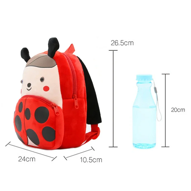 Children School Backpack Cartoon Ladybug Design Comfortable Soft Plush Material For Toddler Baby Kindergarten Kids Snacks Bag