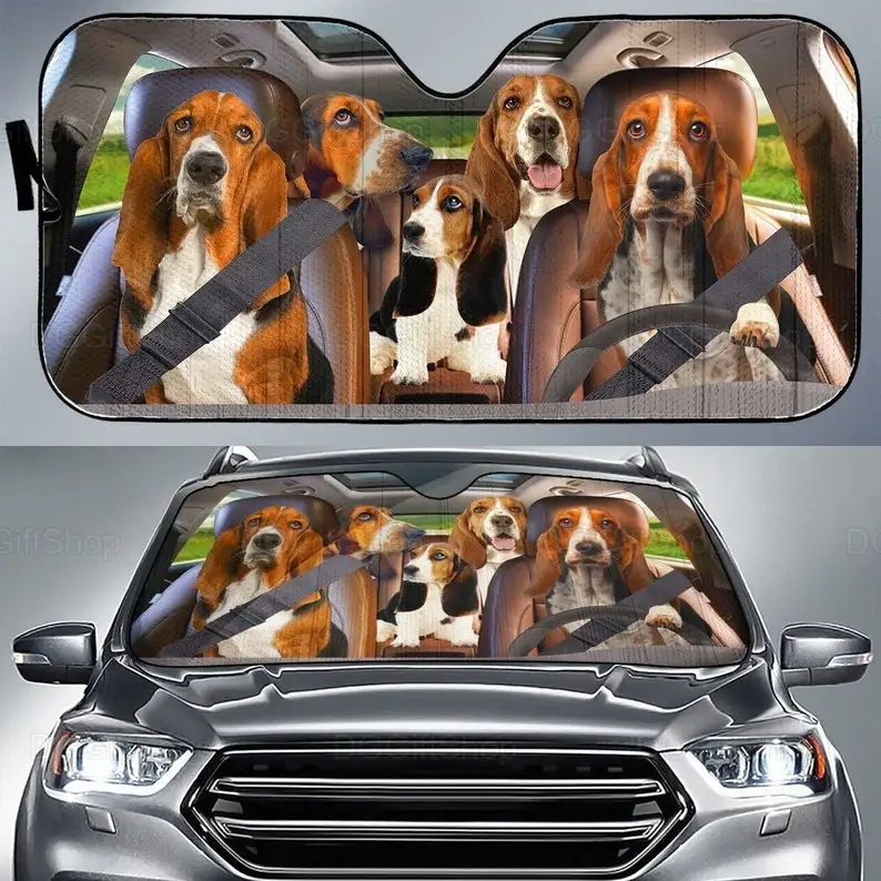 

Basset Hound Car Sunshade, Basset Car Decoration, Basset Lover, Car Auto Sun Shade, Gift For Him, Funny Basset Sunshade LNG20220