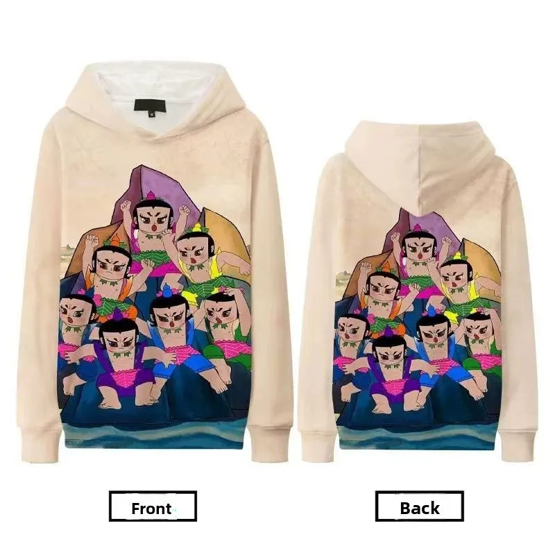 

Faionable Hoodie Sweatirt with 3D Print of Snake Demon And Seven Brothers of Gourd Series for Teenagers Breathable Polyes...