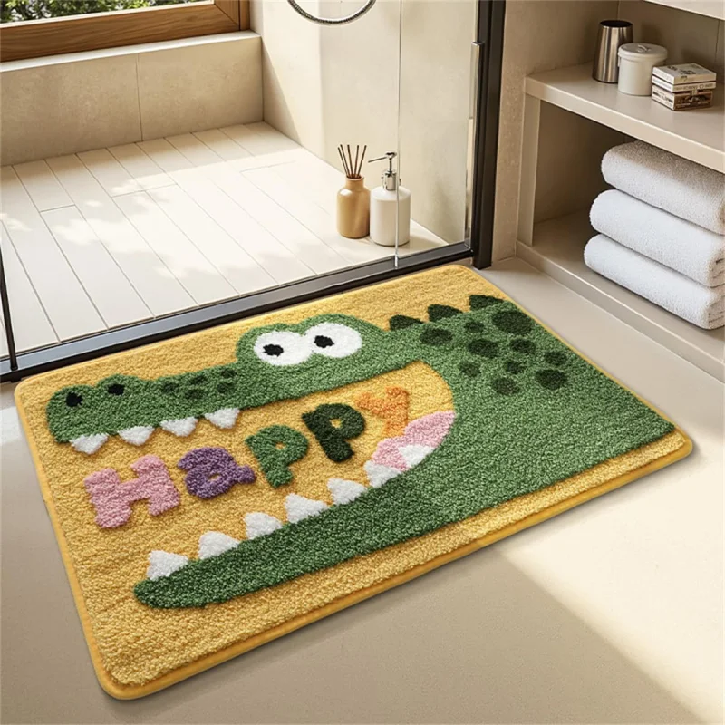 VIKAMA Cute Shark Soft Fluffy Doormat Non Slip Absorbent Marine Bath Rug Bedroom Bathroom Entrance Kids Decor