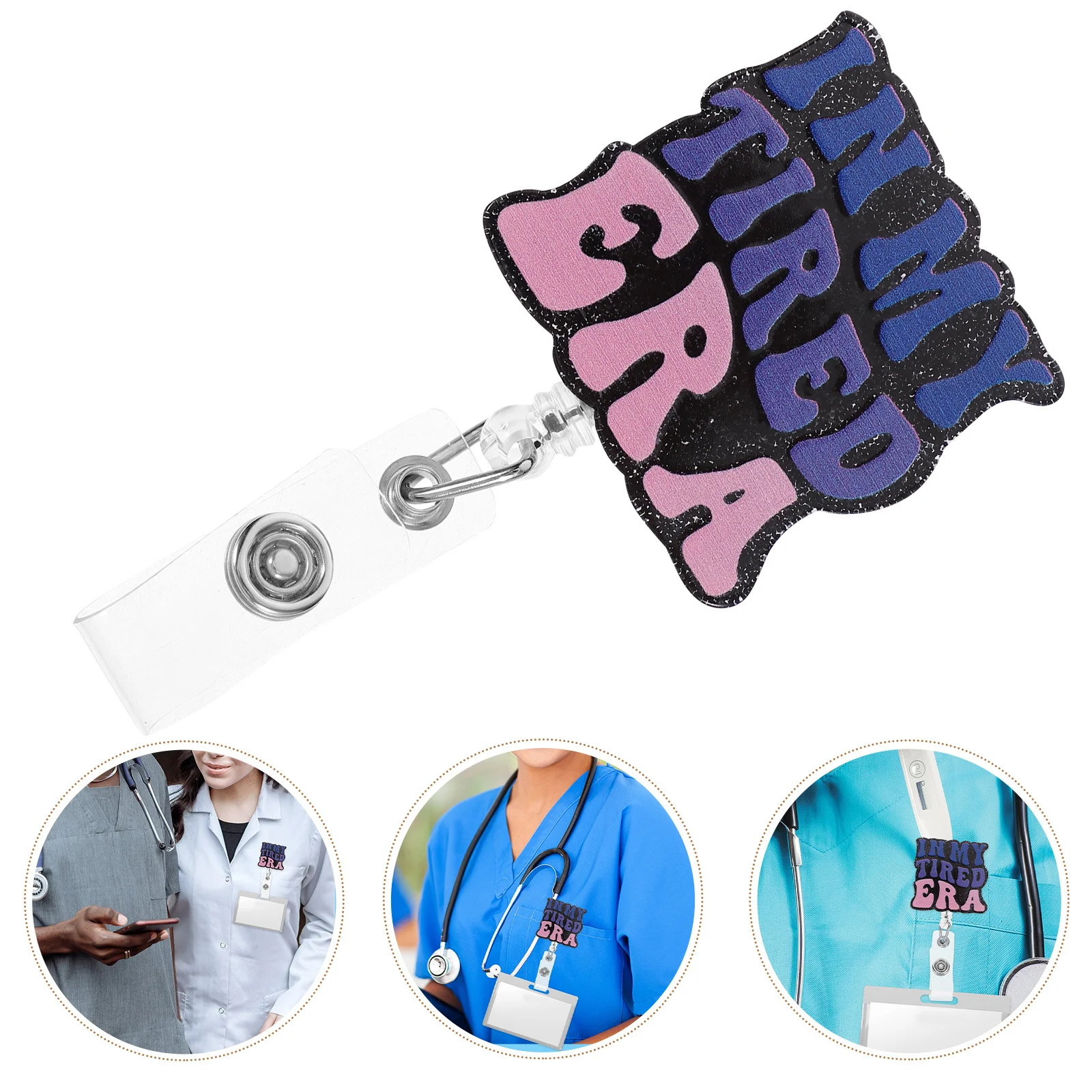 

Sturdy Retractable Acrylic Nursing For Nurses Students Teachers Office Workers Secure Clip Sleek Design