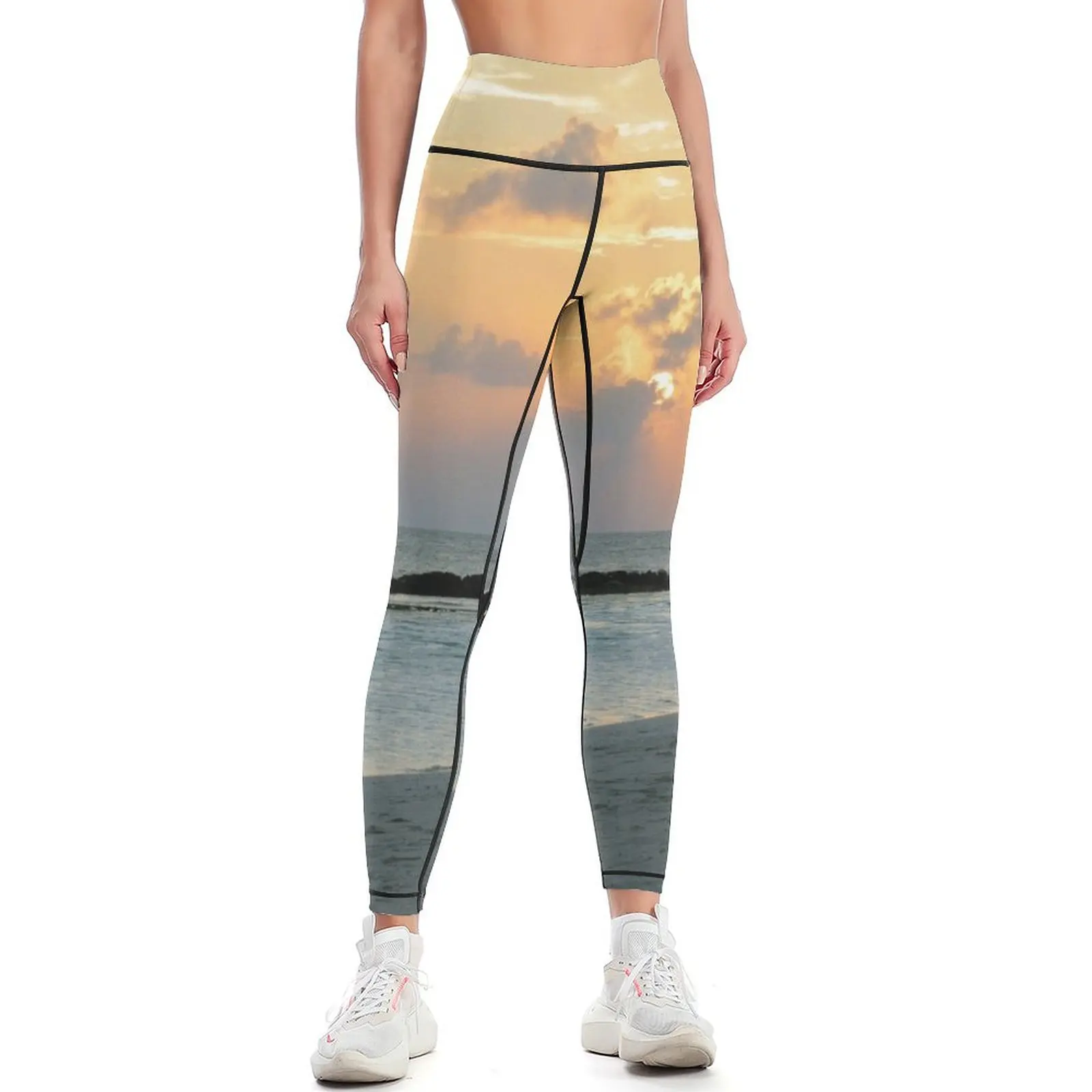 

Sunset on a cloudy sky in the Maldives Leggings sport legging high waist Legging sport sport pants Womens Leggings