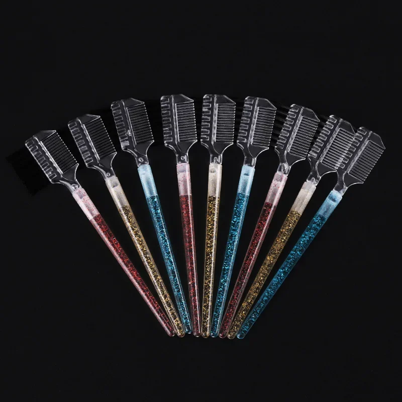 100Pcs 2in1 Eyelash Eyebrow Comb Crystal Handle Eyelash Eyebrow Brush Multifunctional Eye Lashes Extension Tool Dual Makeup Tool