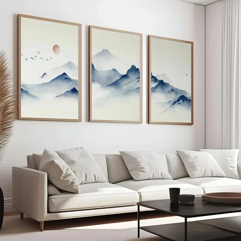 

3pcs/Set Abstract Landscape Canvas Poster Wall Art, Picture Wall Decoration, Modern Living Room, Office Home Decoration Prints