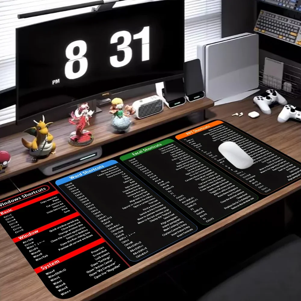 Excel Shortcuts Mouse Pad Large Office Desk Mat for Office Including English Spanish French Korean Portugal Russian