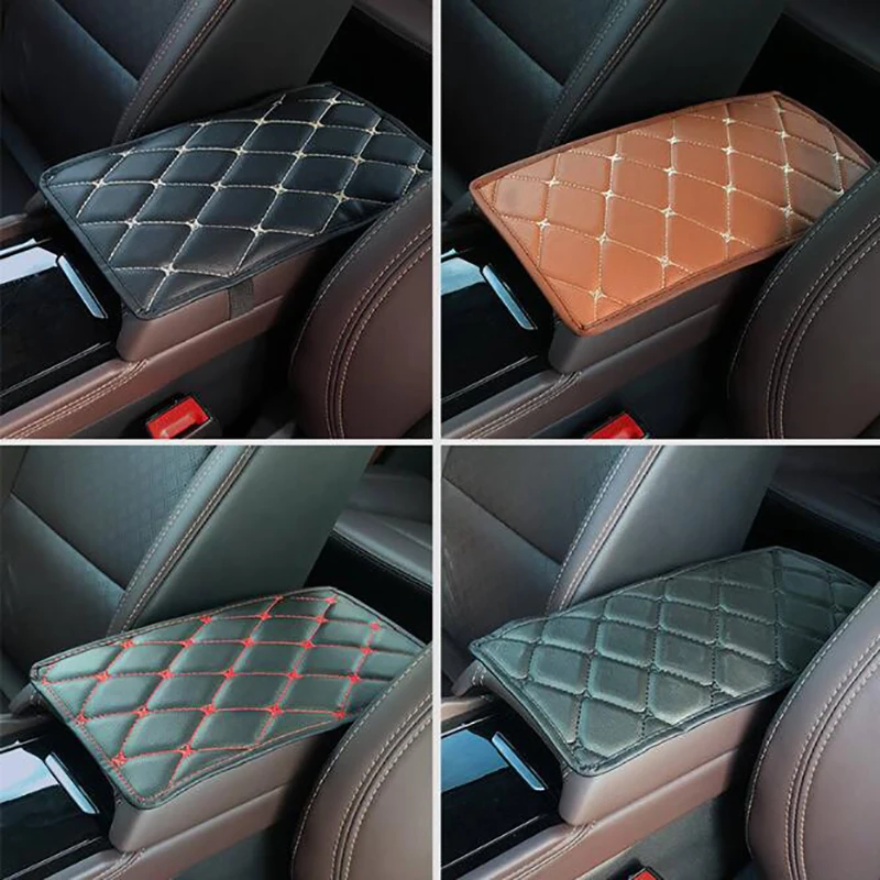 Leather Car Centre Armrest Mat Auto Armrests Cushion Storage Box Cover Mats Arm Rest Protector Pad Car Accessories Interior