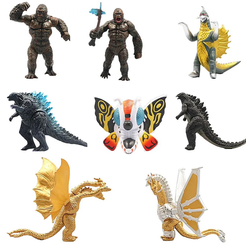 8 قطعة/المجموعة جودزيلا عمل أرقام الملك غيدوراه موثرا كونغ البلاستيكية نموذج جمع الغابات الأولية الوحوش العملاقة القديمة لعبة طفل #1