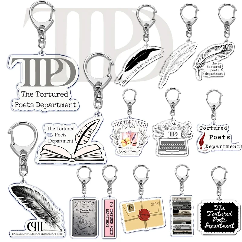 The Tortured Poets Department Key Chain Keychains Ring for Accessories Bag Funny Pendant Keyring Jewelry TTPD Fans Gifts