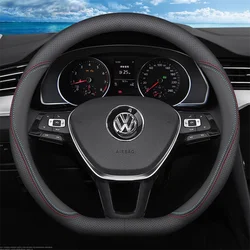 Car Steering Wheel Cover For Volkswagen VW Jetta / Tiguan / Caddy IV 2015 2016 2017 2018 2019 2020- 2024 D Shape Steering Wheel