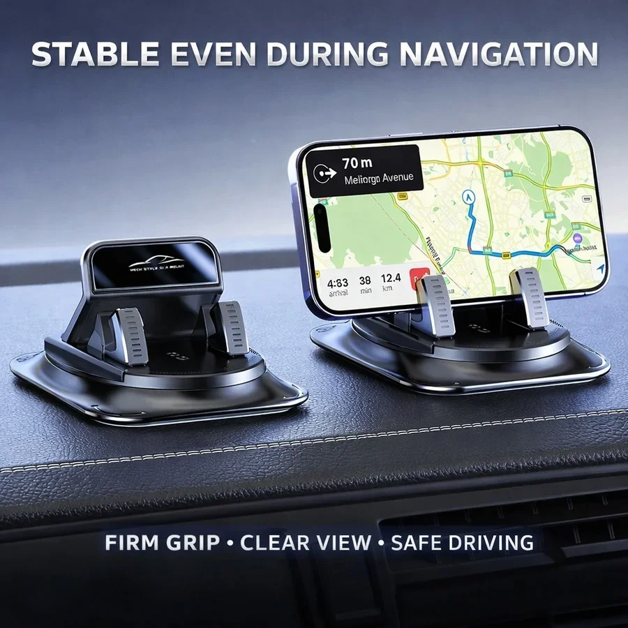 Universal Cell Phone Car Mount 360 Car Navigation New Vehicle Universal Anti Slip Mat Dashboard Bracket 360 Automatic Locking