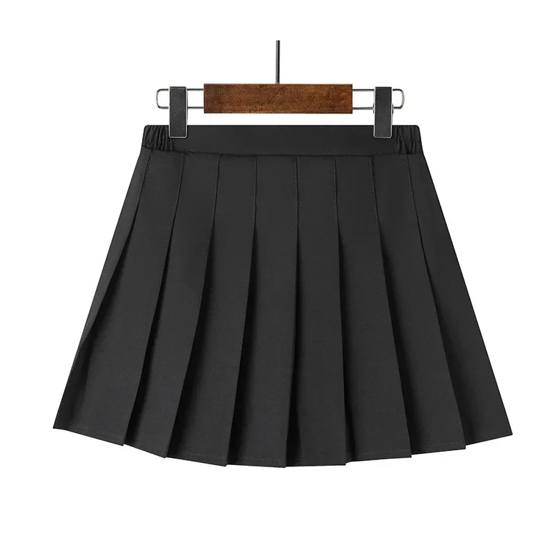 Korean Style Pleated School Uniform Skirt for Girls Cute Preppy Casual A-Line Short Skirts Children Teens Kids New
