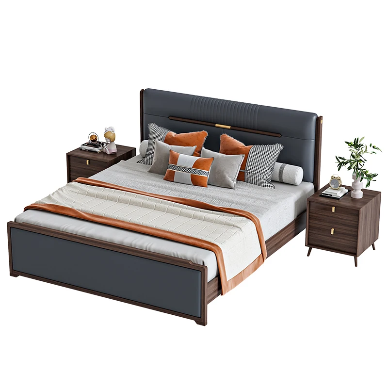 

Двуспальная кровать из массива дерева, мягкая опора, 1,8 м, современное простое хранилище, кровать из массива дерева, 1,5 м, ясень