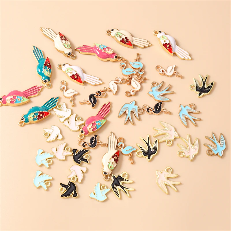 10 Stück Cartoon-Tier-Anhänger, Emaille-Vogel-Tauben-Charms, Anhänger für Schmuckherstellung, Halsketten, Ohrringe, Armbänder, DIY-Bastelbedarf – Detail 3