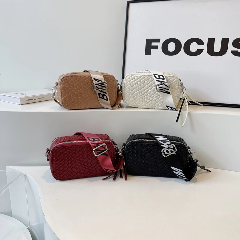 New Fashion Square Handbags for Women Summer Solid Color PU Leather Crossbody Bags Ladies Plaid Shoulder Bags 4 Colors