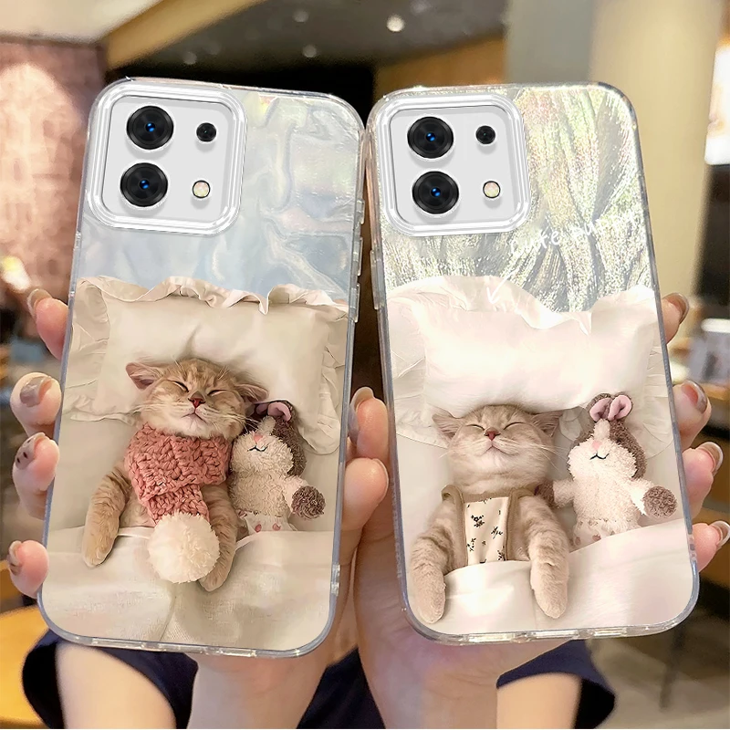 Sleeping High-End Cute Cat Phone Case For Redmi Note13 12 11 10 9 ProPlus 14C 13C 12C 10C 9C A3 A2 A1 Hard Shockproof Back Cover