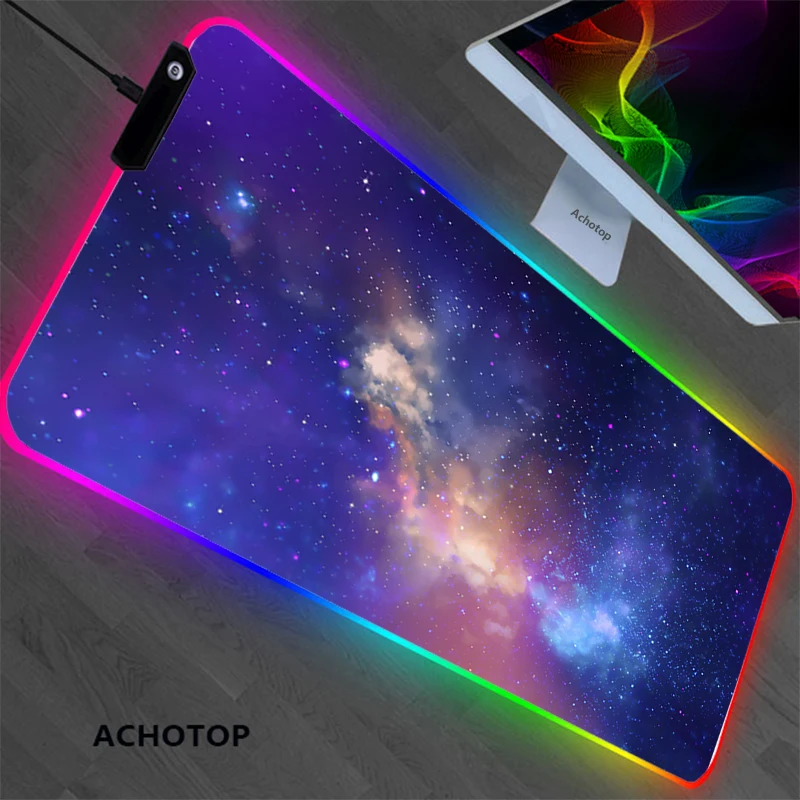 RGB Space podkładka pod mysz moda Laptop podkładka pod mysz komputerową 80x3 0cm podkładka pod mysz gamingową duża XL Gamer biurko podkładka pod klawiaturę z podświetleniem