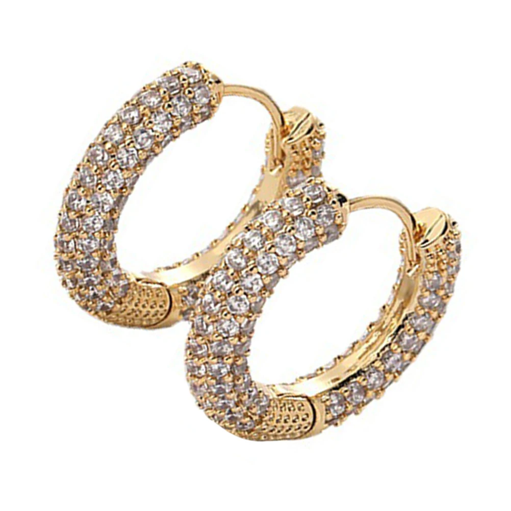 

Retro Copper Earrings Zircon Hoops Cartilage Simple Jewelry Women Alloy Unique Shape Golden Earrings For Women Daily Life