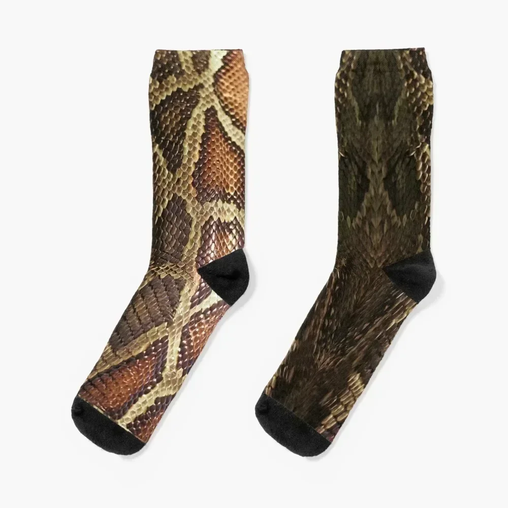 Striking Brown Snakeskin Socks funny gift Novelties halloween Women Socks Men's