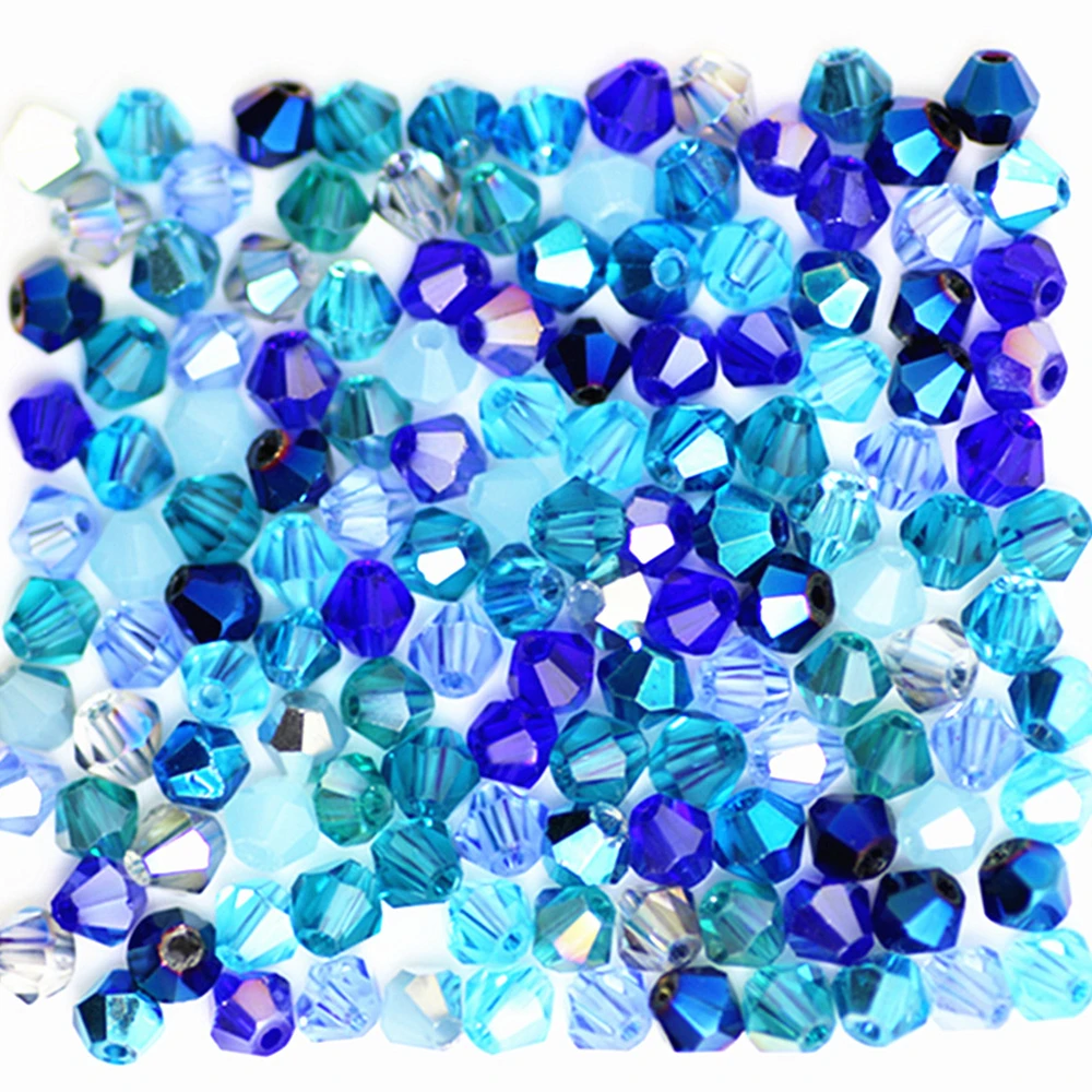 Isywaka Sale Blue Multicolor 100pcs 4mm Bicone Austria Crystal Beads charm Glass Beads Loose Spacer Bead for DIY Jewelry Making