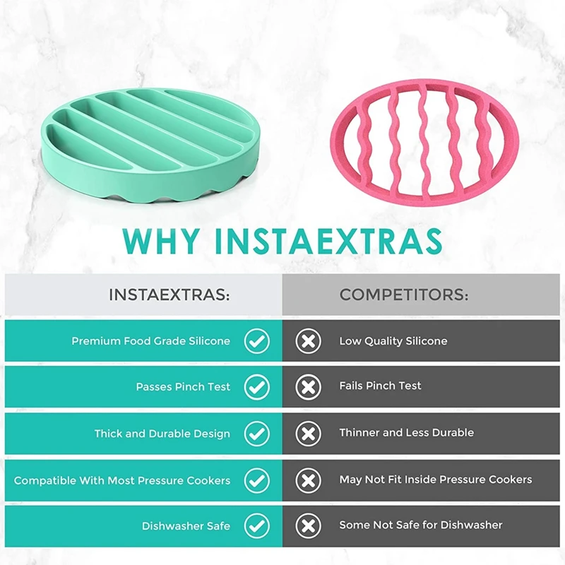 Rack para assar silicone para panela de pressão, acessórios redondos, compatível com forno 6 Qt e 8 Quart