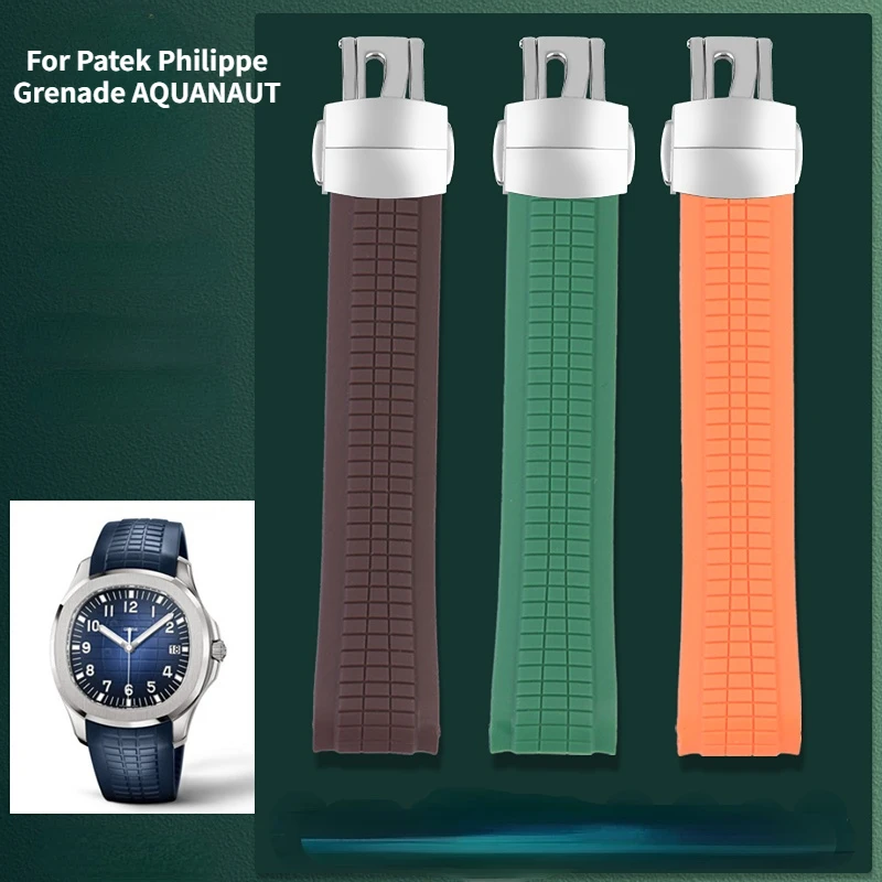 

PP Rubber Strap for Patek Philippe Grenade AQUANAUT Series 5167A/5168G Watch Strap Accessories 19mm 21mm