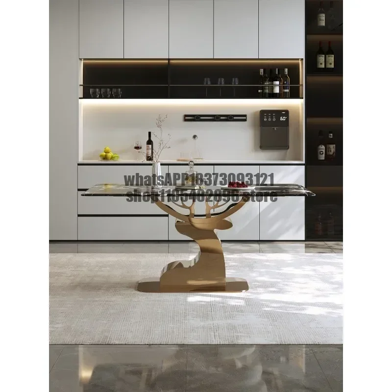 Antlers Luxury Stone Dining Table Household Modern Luckin Light Luxury Premium Rectangle Dining Table Chair