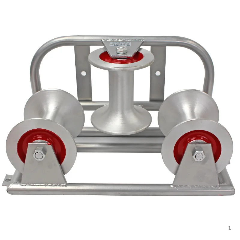 Aluminum wheel cable pay-off pulley corner ground cable straight running triple wellhead straight bridge flat plate construction