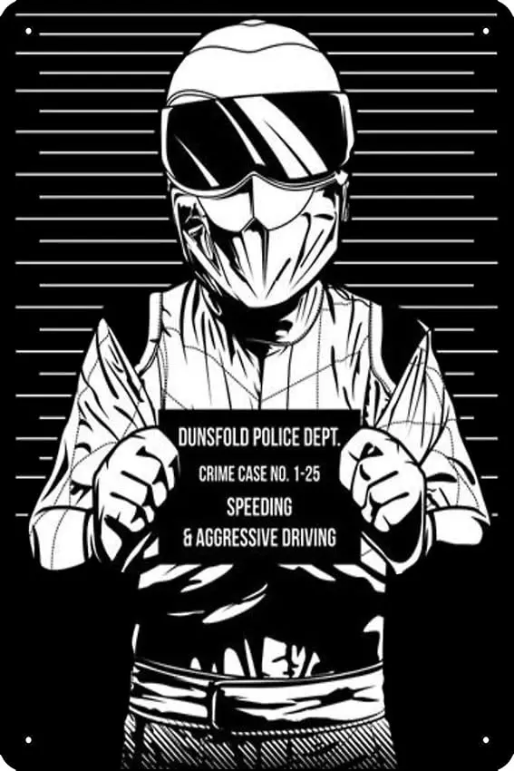 Stig Under Arrest Art Print Metal Tin Sign 12 X 8 Inch Funny Man Cave Home Office Bar Decor