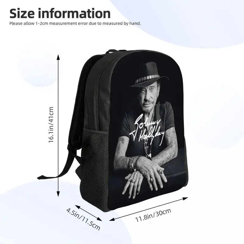 French Rock Legend Johnny Hallyday Plecak podróżny Kobiety Mężczyźni Szkoła Laptop Bookbag College Student Torby na co dzień