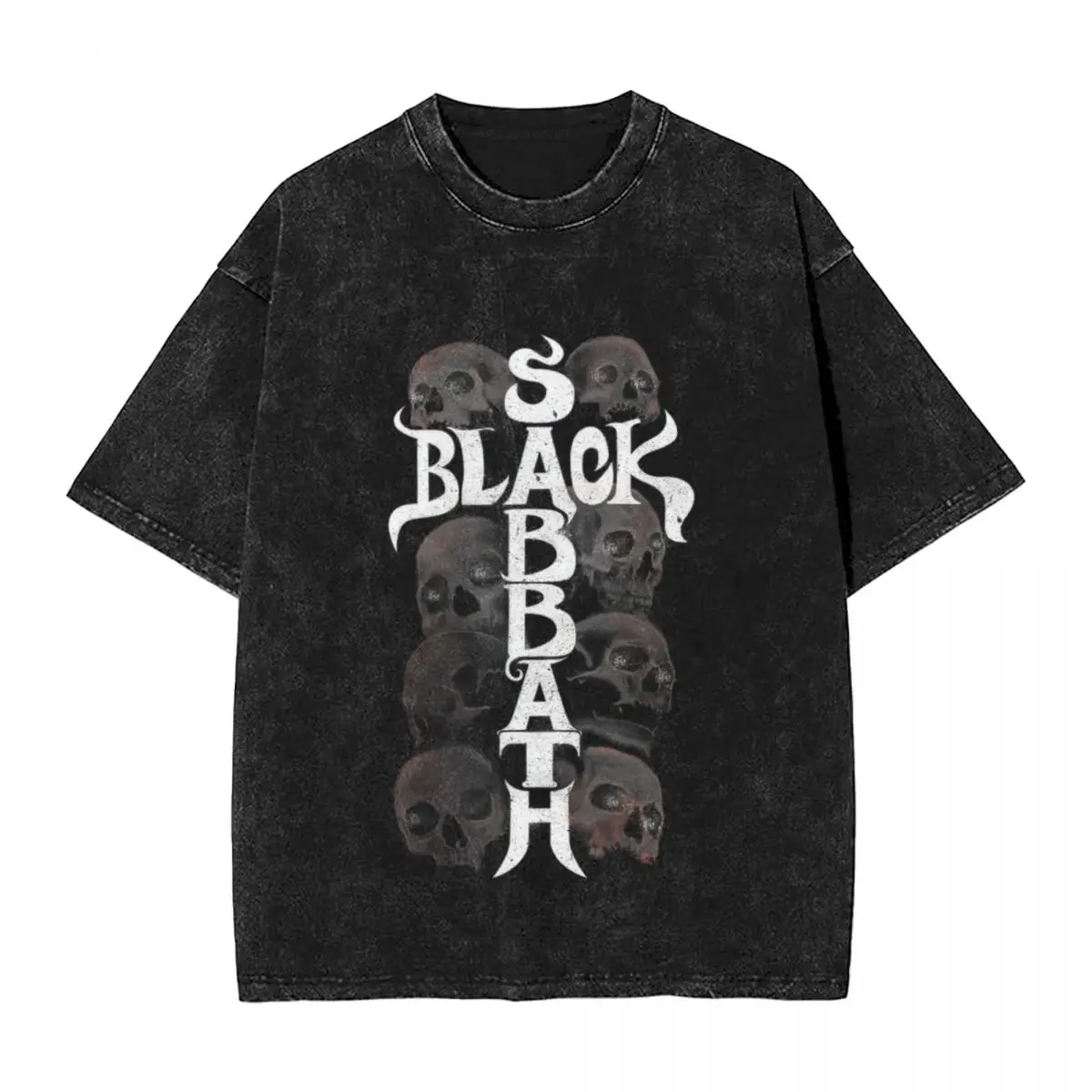 Black Sabbathes Skull T Shirts Hip Hop Washed Cotton High Street T-Shirts Rock Vintage Men Women Tops Streetwear Summer Tees