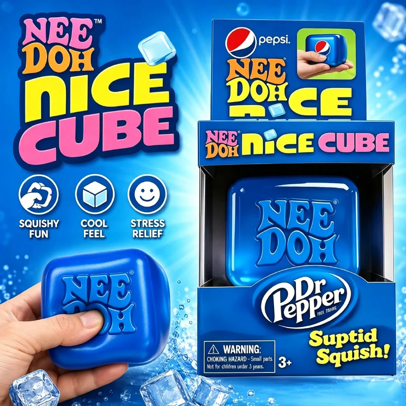 

Dr Pepper x Nee Doh Nice Cube Squishy Stress Relief Toy, Soft Squeeze Fidget Cube for Gift & Adults, Anxiety Relief Blind Box