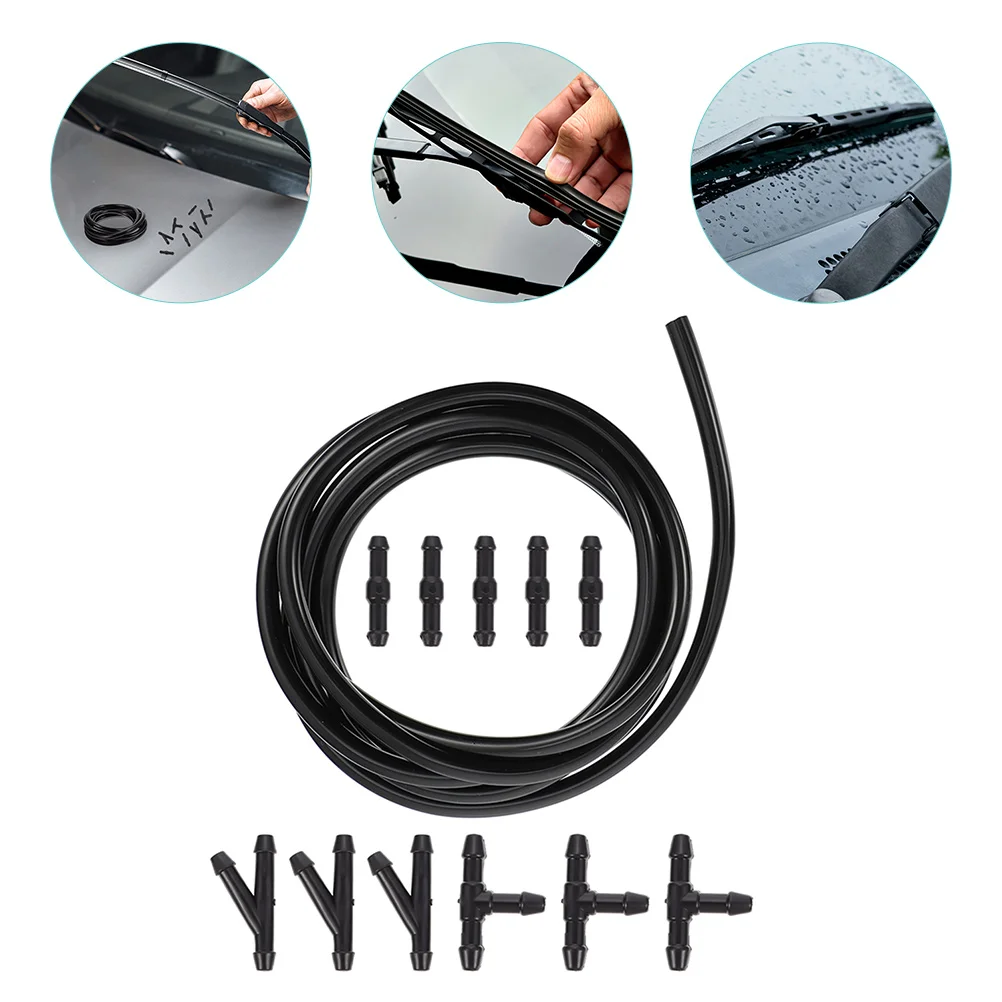 Machine Cleaning Hose Kit Hoses for Car Windshield Washer Connectors Suite Black Fluid Tubing Wiper Tube