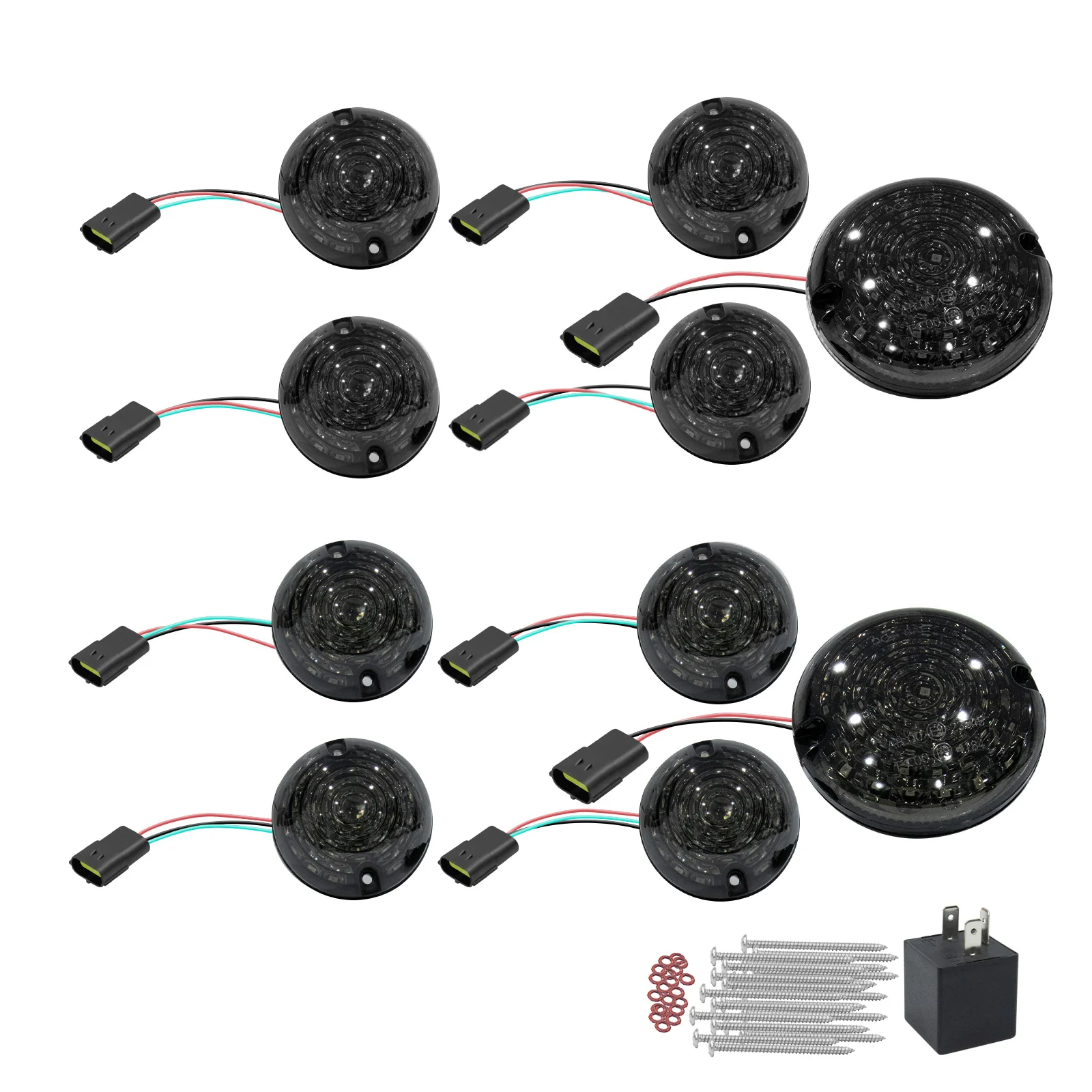 10Pcs Smoked Lens Complete Led Lamp Upgrade Kit For Land Rover Defender 1990-2016 Front Indicator Lamps Rear Fog Lights