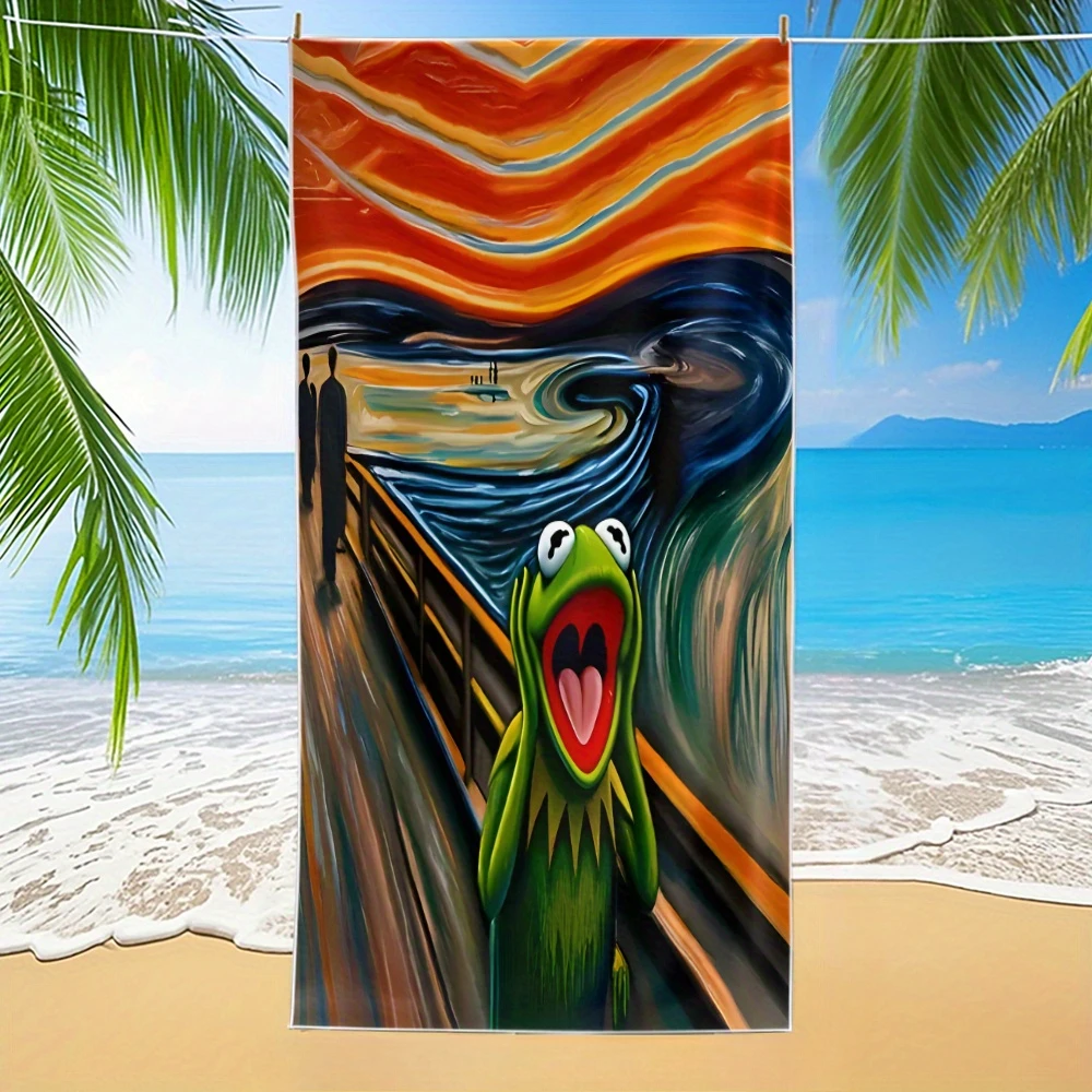 Kermit The Frog Scream Bath Towel - Ultra-Soft, Super Absorbent, Quick-Dry - Perfect for Beach and Everyday Use, Unique Design