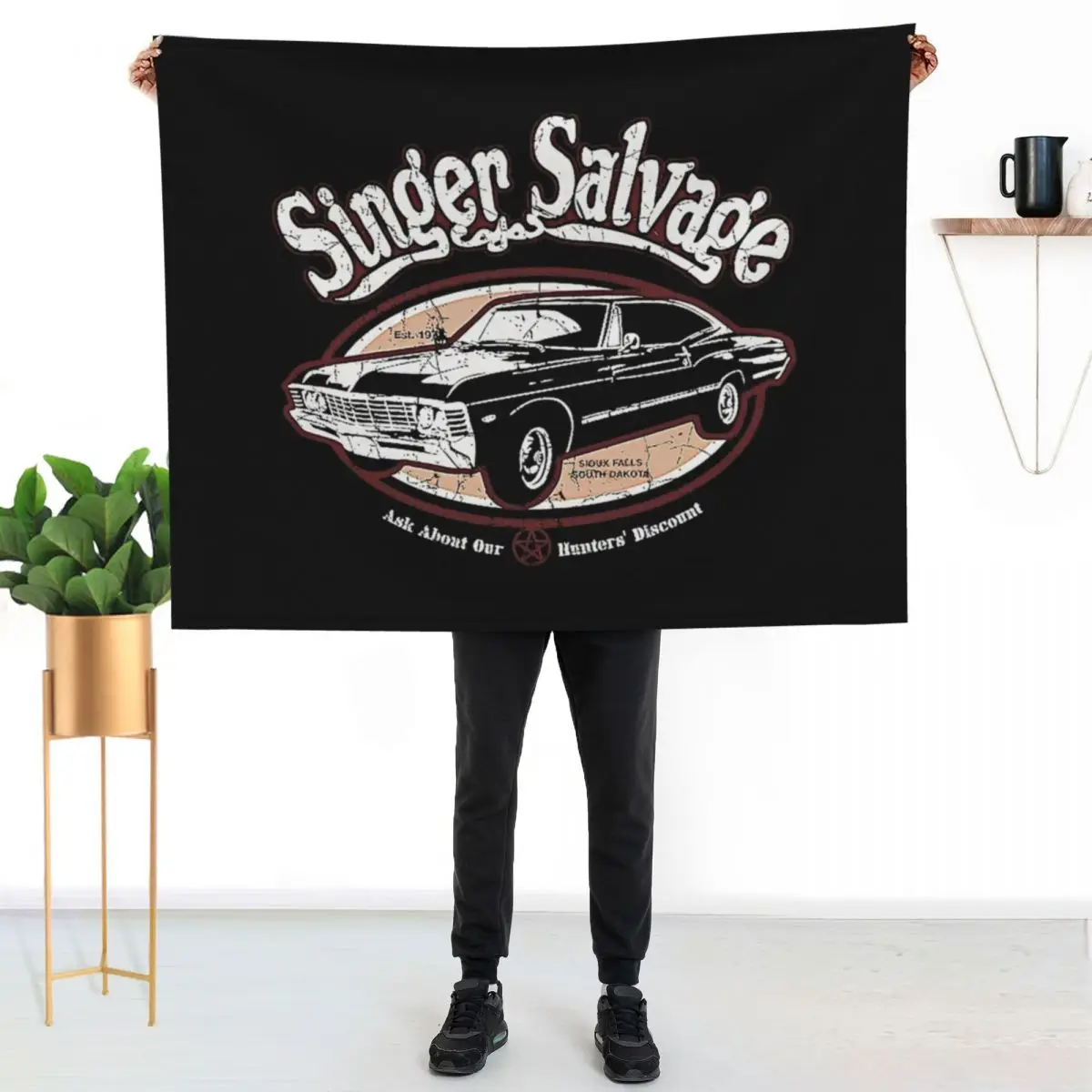 

Supernatural Impala Singer Salvage SPN T-Shirt Throw Blanket Faux Fur Soft Warm Blanket for Bed