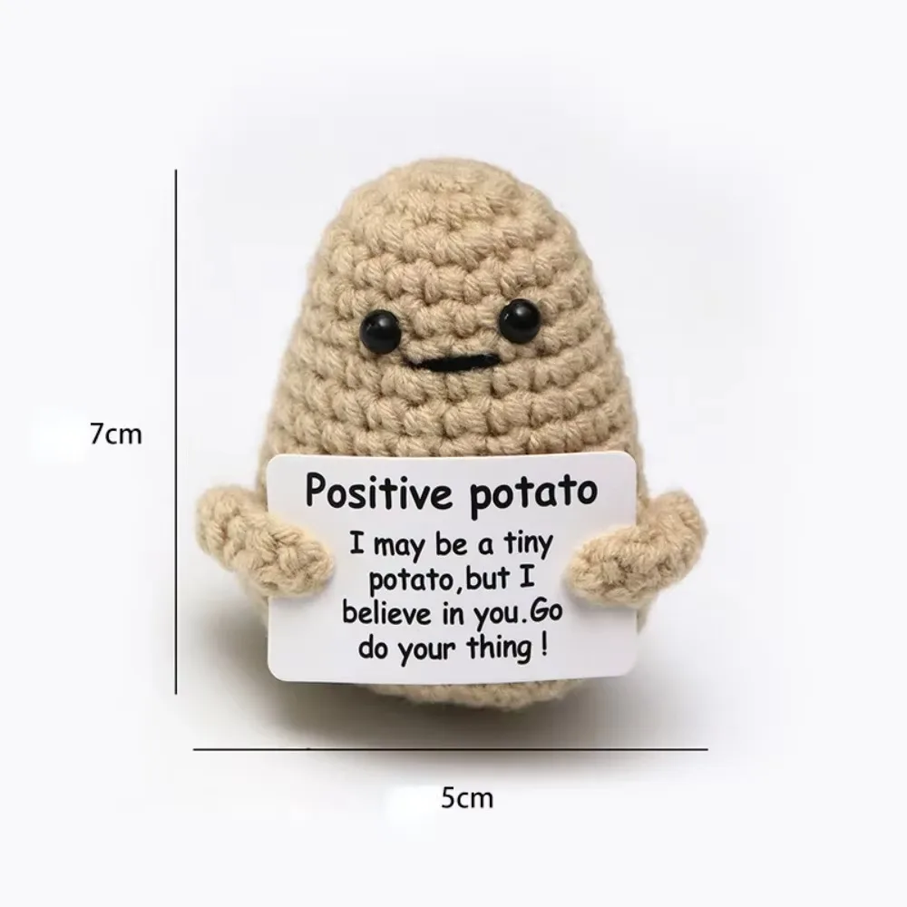 Positive Energy Potato Hug Pocket Mini Handmade Plush Wool Knitting Doll Card Funny Christams Gift Home Room Decoration 2025