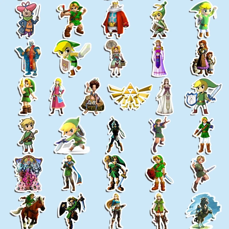 50pcs The Legend of Zelda Game Sticker Luggage Water Cup Stationery Mobile Phone Scooter Laptop Refrigerator Decoration Sticker