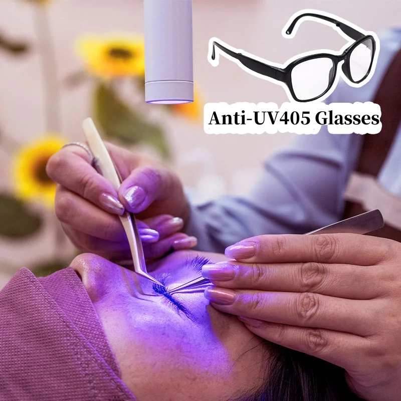 50 Paar UV-Schutzpads in Schwarz und UV-Schutzbrillen für Wimpernverlängerungen, Augen-Gel-Pads zum Schutz vor Strahlung, Brillen und Werkzeuge – Detail 1