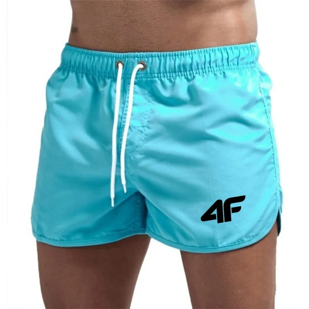 Calções masculinos calções de praia verão nadar calças de ginásio secagem rápida natação homme surf ventilar cordão moda ca