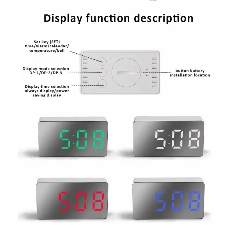 الذكية LED المنبه مرآة رقمية عرض الوقت درجة الحرارة سطوع السرير سطح المكتب سيارة متعددة الاستخدام ديكور المكتب المنزلي