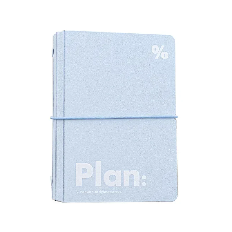 44 Sheet Mini Notebook Ins Simplicity White Blue Journal 6 Ring Loose Leaf Scrapbook Journal Portable Pocket Planner Student