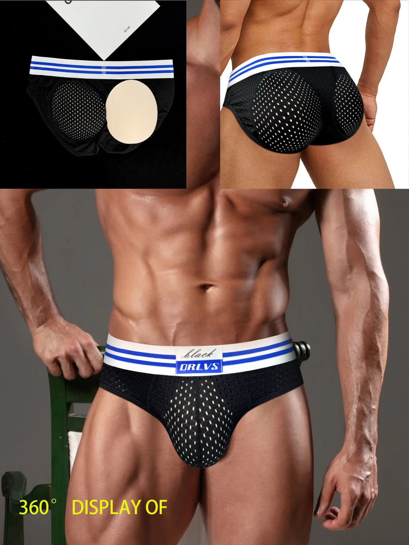 กางเกงในชายไนล่อนเมช 3 ตัว - ​มีแผ่นเสริมกระเป๋า​ ไร้รอยต่อ, ​เซ็กซี่​ เอวต่ำ, ​ชุดชั้นในกีฬา​ แห้งเร็ว ระบายอากาศ ยืดหยุ่น