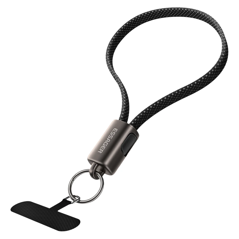 Essager 60W Typ-C-auf-Typ-C-Ladekabel mit Lanyard, multifunktionales Handgelenk- und Nackenkabel für iPhone, Samsung, Xiaomi, Huawei