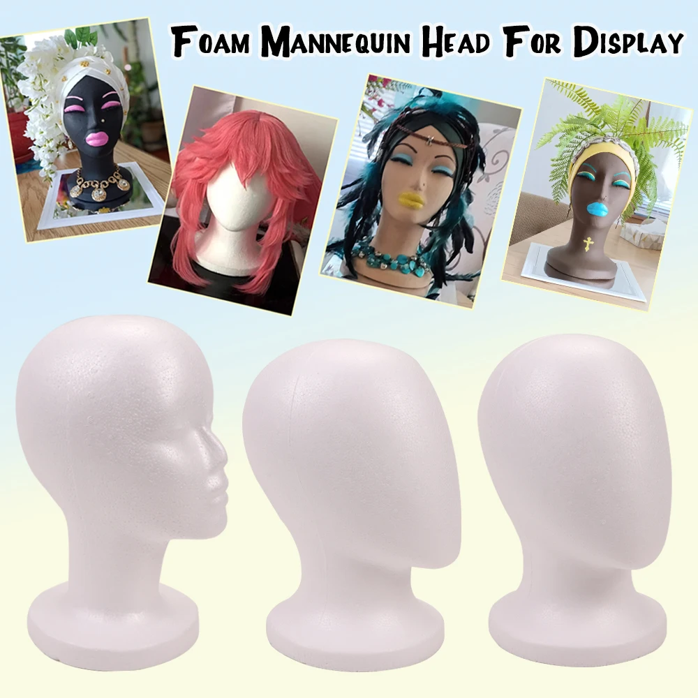 Faceless Mannequin Heads Foam Wigs Holder With 40Pcs Fixed Pins Diy Wig Head Styrofoam Wig Stand Female Foam Wig Display Head