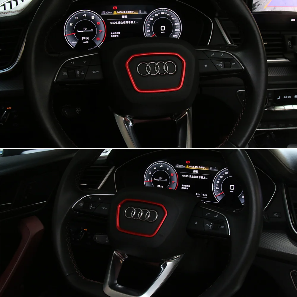 Car Steering Wheel Trim Cover For Audi A3 8Y A4 B9 Q3 Q5 SQ5 Sportback Q7 Q8 Quattro Sline Decorative Sticker Accessories
