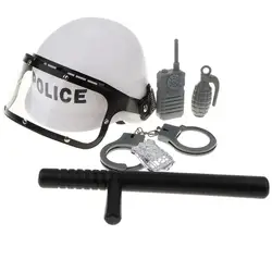 Simulation 6pcs Plastic Police Man Cosplay Props Tools Set Kids Role Play