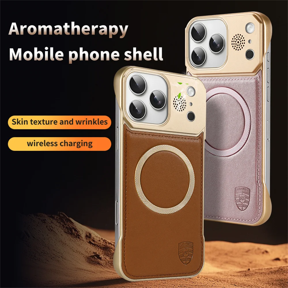 حافظة هاتف مغناطيسية بدون إطار من جلد البولي يوريثان لهاتف آيفون 17 Air 16e 16 15 14 Plus 13 12 11 Pro Max لتغطية Magsafe