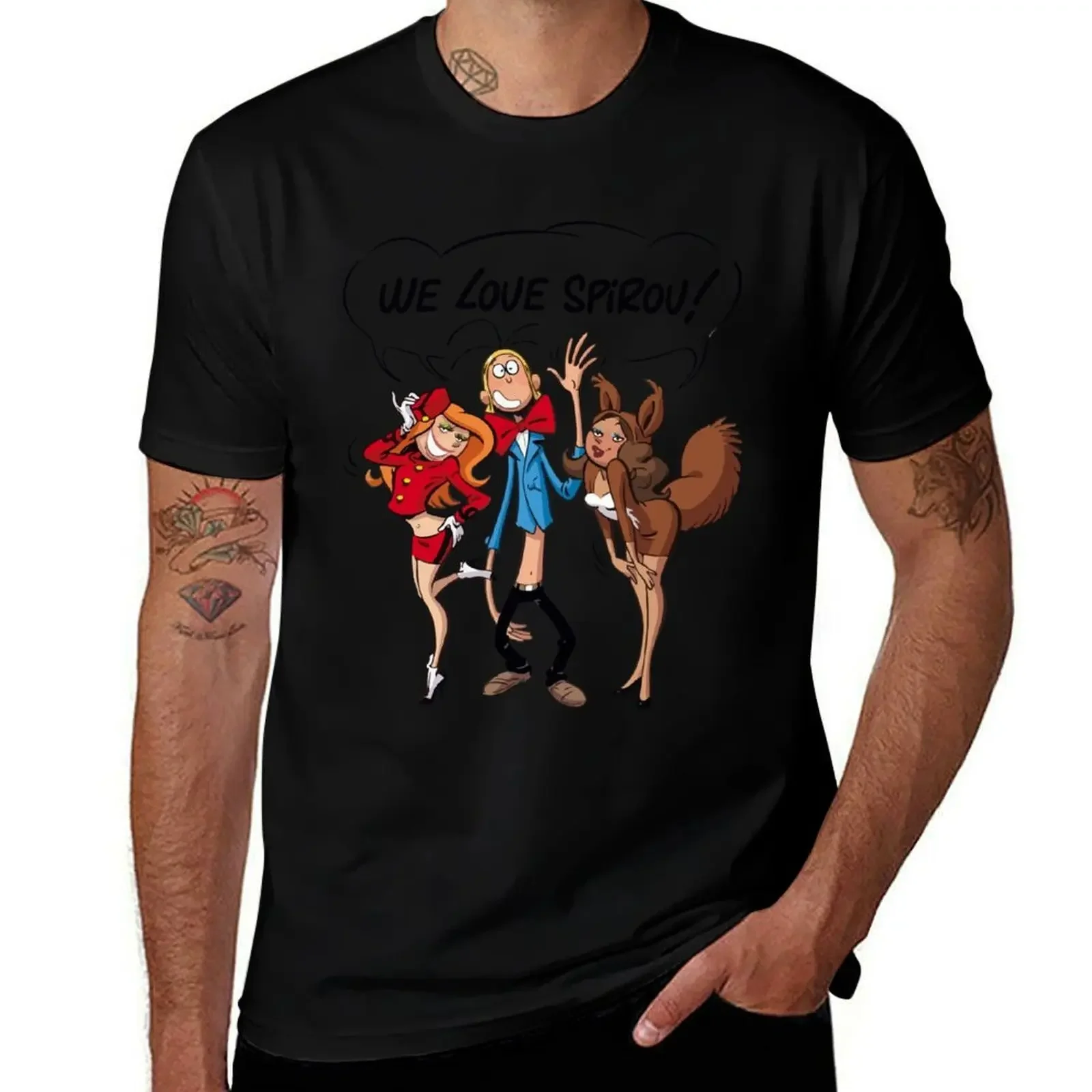 

Les Nombrils love Spirou T-Shirt summer top vintage t shirts Short sleeve tee mens fashion