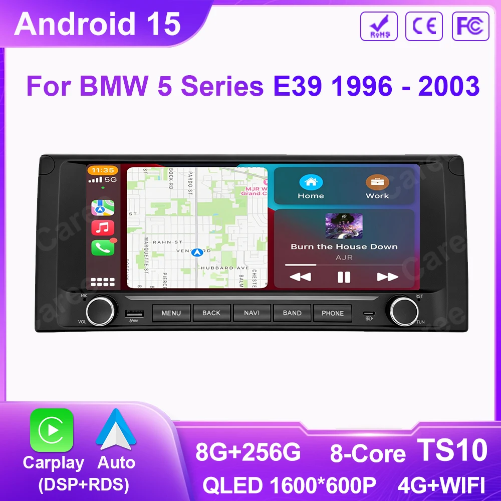 10.25 inch Android Auto car Radio GPS Navigation For BMW 5 Series E39 1996 - 2003 Multimedia Player Video 4G WIFI 2 Din Din DVD